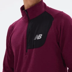 ODZIEZ BIEGOWA|BIEGANIE*New Balance ODZIEZ BIEGOWA|BIEGANIE Bluza męska MT23252DET – bordowa