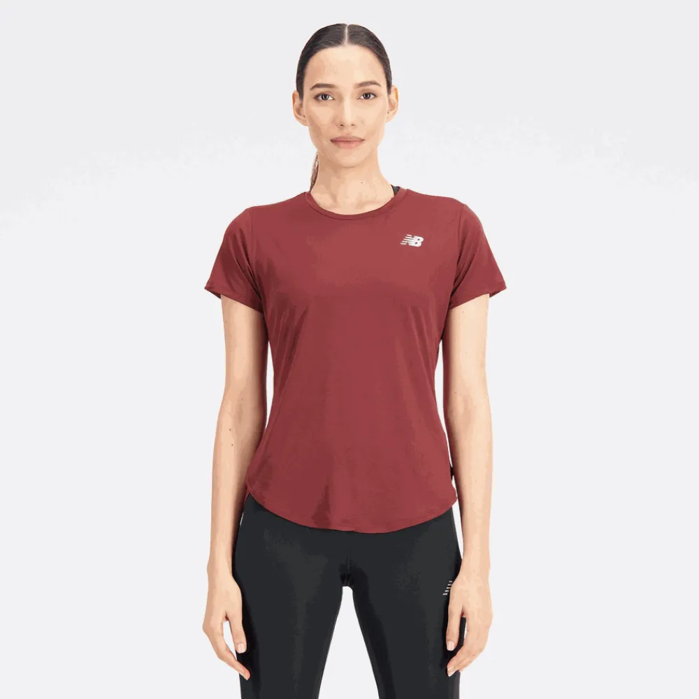 ODZIEZ BIEGOWA|BIEGANIE*New Balance ODZIEZ BIEGOWA|BIEGANIE Koszulka damska WT23222NBY – bordowa