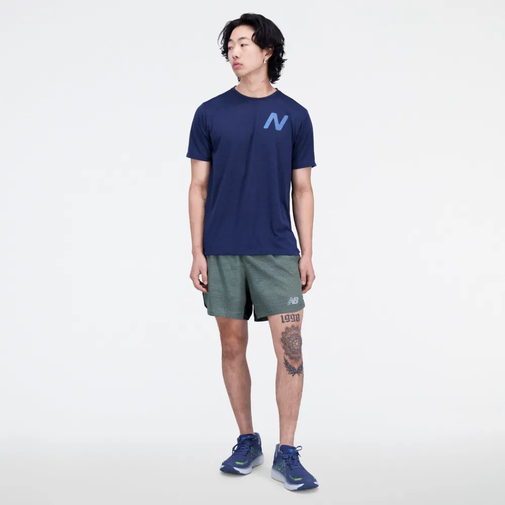 ODZIEZ BIEGOWA|BIEGANIE*New Balance ODZIEZ BIEGOWA|BIEGANIE Koszulka męska MT21277NML – granatowa