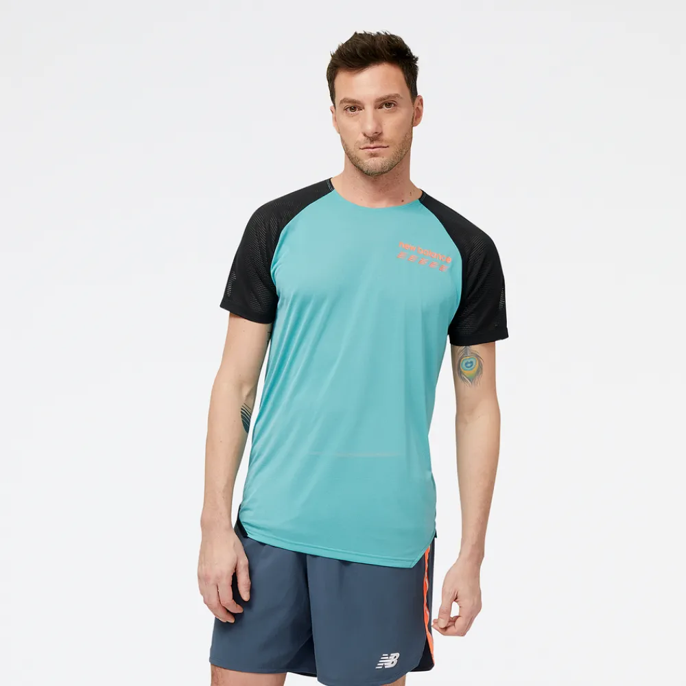 ODZIEZ BIEGOWA|BIEGANIE*New Balance ODZIEZ BIEGOWA|BIEGANIE Koszulka męska MT31241FAD – niebieska