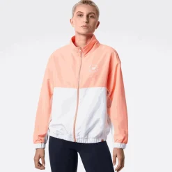 ODZIEZ BIEGOWA|BIEGANIE*New Balance ODZIEZ BIEGOWA|BIEGANIE Kurtka WJ21800PPI – pomarańczowo–biała